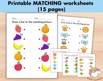 Printable Matching Worksheets, Match the Picture, Kindergarten Preschool Activity, Busybook, Educational Pages