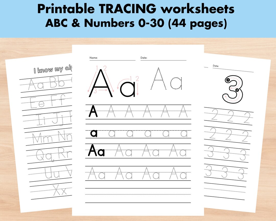 Alphabet Numbers Tracing Worksheets Handwriting Practice for Preschool