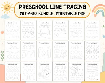 70 Preschool Line Tracing Worksheets Bundle, Line Trace Page Printable, Homeschool busybook,Kindergarten Curriculum Learning,Pre Handwriting