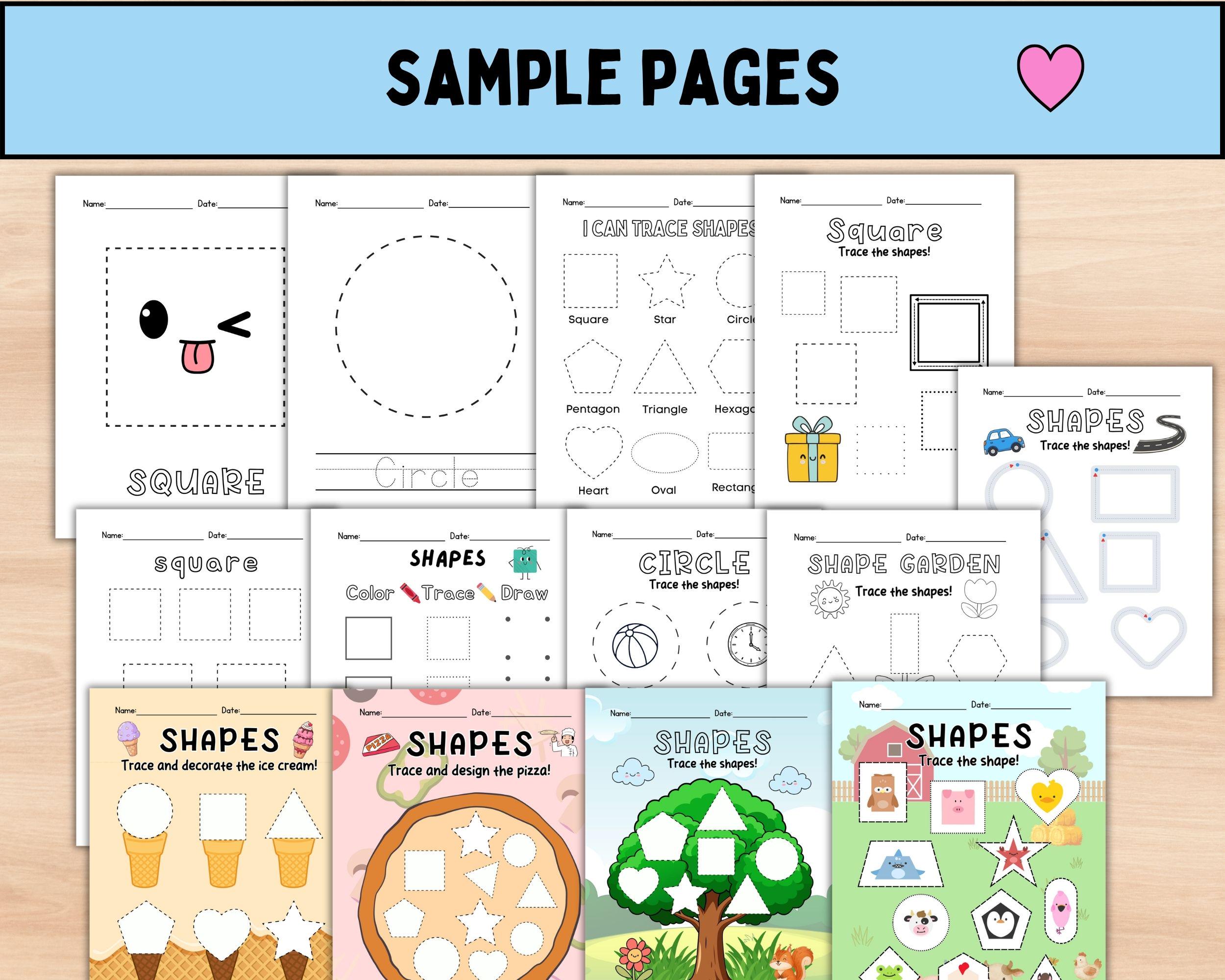 100 Pages Shape Tracing Worksheets PDF for Kids | Preschool ...