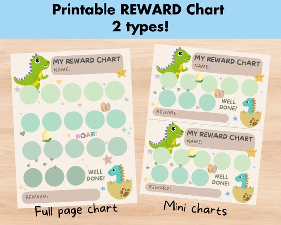 Printable Reward Chart Toddler Dinosaur, Kids Routine Tracker,Reward Chart Mini, Digital Instant Download, Potty Training for Kids Children