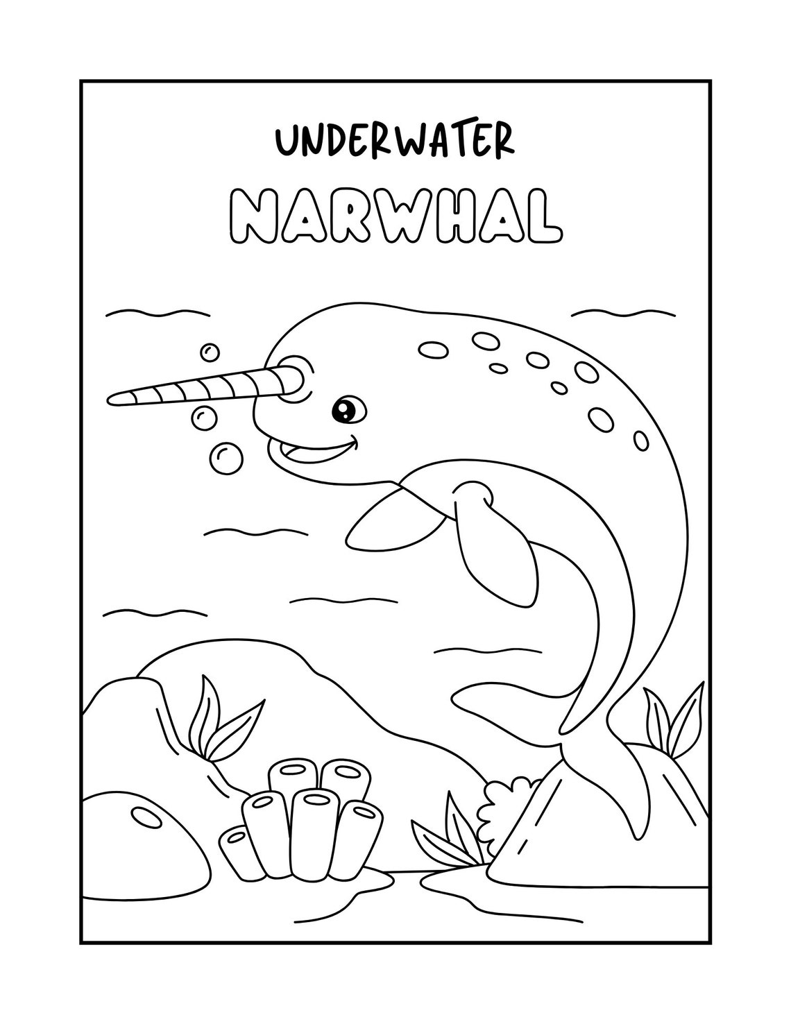 Ocean Coloring Page, Kids Coloring Book, Sea Animal Coloring for Kids