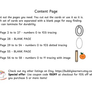 May include: Printable tracing worksheets for numbers 0 to 103. The pages include tracing, dotted tracing, and tracing with images. The image shows a sample page with a tracing activity for the number 0.