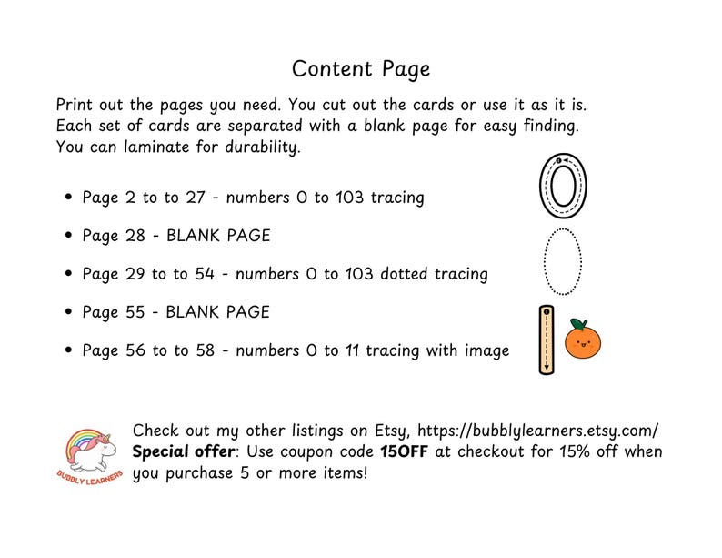 May include: Printable tracing worksheets for numbers 0 to 103. The pages include tracing, dotted tracing, and tracing with images. The image shows a sample page with a tracing activity for the number 0.