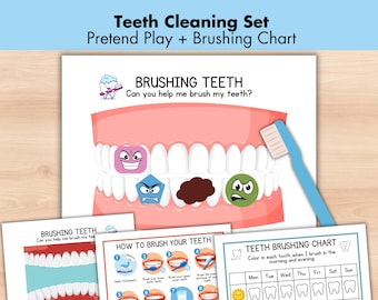 Actividad de cepillado de dientes, Cuidado dental infantil, Aprendizaje Montessori imprimible, Actividad preescolar, Actividades para el aula de dentista
