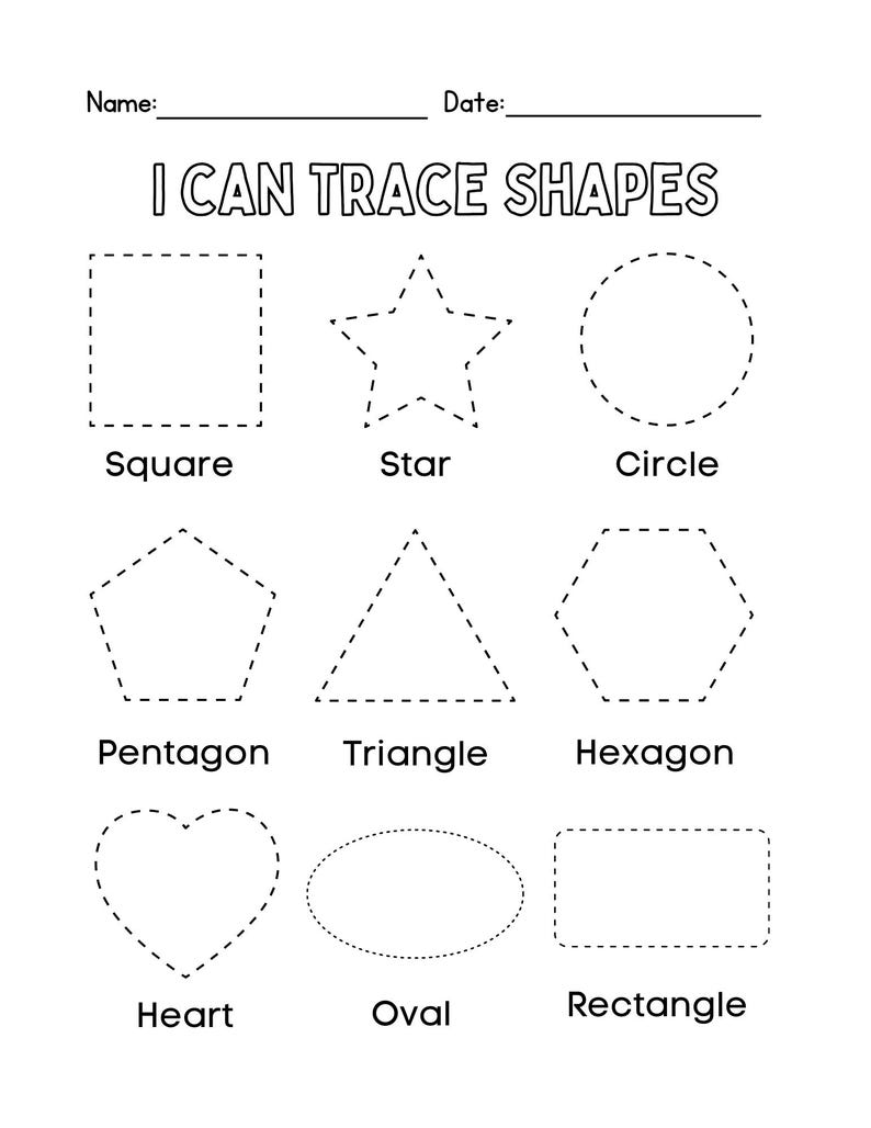 Preschool Shape Tracing, Basic Shape Tracing, Shape Tracing Worksheets, Printable Shape Worksheets, Homeschool Worksheets, Kindergarten image 5