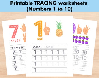 Preschool Number Worksheets, Toddler Workbook, Number Tracing, Printable Number Busybook, Homeschool activities, Kindergarten, pre-k