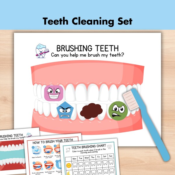 Brush Teeth Brushing Activity, Kids Dental Health Care, Printable Montessori Learning, Preschool Activity, Dentist Classroom activities