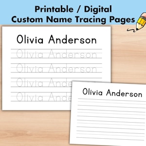 Pre-K Custom Name Tracing Worksheet, Personalized Name Trace Handwriting Practice Sheet, Printable Page Kids PreK Toddler Name Writing