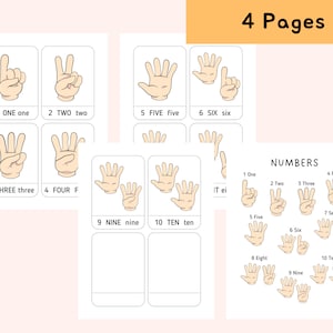 Cartões de memória com números de 1 a 10, atividades com cartões de contagem de números com os dedos, material educacional para pré-escola para impressão, aprendizagem no jardim de infância