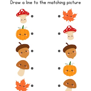 50 Printable Matching Worksheets, Match the Picture, Kindergarten ...