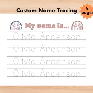 Custom Name Tracing Page, Handwriting Practice, Personalized Name Trace, Pre-K Name Tracing, Can Write My Name, Handwriting Worksheet