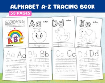 Alphabet Tracing Busy Book, Uppercase Lowercase Abc Letter Trace Worksheet, 53 Printable Preschool Kindergarten Handwriting Formation