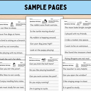 720 Write the Sentence Worksheets , Printable Copy Sentence Handwriting Practice, 1st-3rd Grade ELA, Sight Word Homeschool PDF, Morning Work image 3