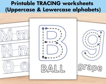 Preschool Alphabet Tracing Worksheets, Big ABC Trace Pages, Letters of the Week Activity, Toddler Workbook, Handwriting Practice Printable