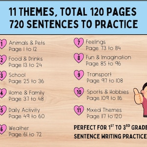 720 Write the Sentence Worksheets , Printable Copy Sentence Handwriting Practice, 1st-3rd Grade ELA, Sight Word Homeschool PDF, Morning Work image 2