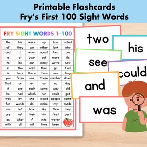 100 cartes-éclair imprimables de Fry, Mots à vue, maternelle-1re année, Cartes-éclair de mots haute fréquence, 1re année, phonétique