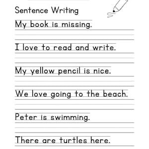 180 Write the Sentence Worksheets, Printable Sentences Writing Practice