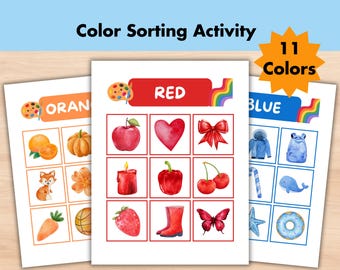 Color Matching Activity for Kid, Toddler Color Printable, Montessori Material, Color Sorting Homeschool Preschool Curriculum, Color BusyBook