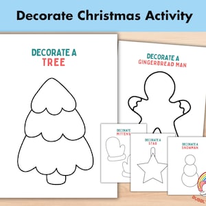 15 pages de décoration de Noël, pages de coloriage de Noël géantes à imprimer pour les enfants, activités préscolaires, jeu de Noël, couleur de la semaine