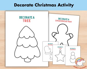 15 Decorate Christmas Craft Pages, Printable Jumbo Christmas Coloring Pages Kids, Preschool Activities, Christmas Game, Color of the Week