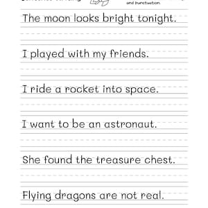 720 Write the Sentence Worksheets , Printable Copy Sentence Handwriting Practice, 1st-3rd Grade ELA, Sight Word Homeschool PDF, Morning Work image 9