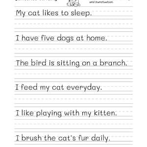720 Write the Sentence Worksheets , Printable Copy Sentence Handwriting Practice, 1st-3rd Grade ELA, Sight Word Homeschool PDF, Morning Work image 5
