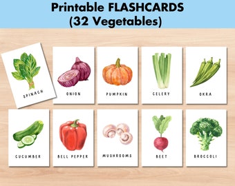 Vegetable Flashcards, Printable Vocabulary Cards, Homeschool activities, Kindergarten Pre-k activity, Learn Garden Plants, Digital Download