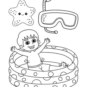 Summer Coloring Jumbo Pages for Kids, Printable Toddlers Kawaii ...