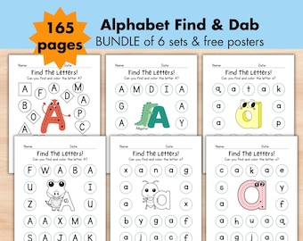 Letter Recognition Dab It Letters, Find The Letter, Preschool Printable, Homeschooling Worksheet, Alphabet Color The Letter Sheet Bundle