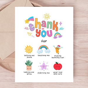 Carte de remerciement pour enseignante, carte de voeux imprimable pour directeur d'école, carte de remerciement pour enseignante de maternelle, merci de m'avoir aidé, téléchargement immédiat
