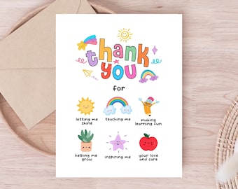 Teacher Thank You Card, Printable Principal Greeting Card, Nursery Teacher Appreciation Card, Thank You For Helping Me, Instant Download