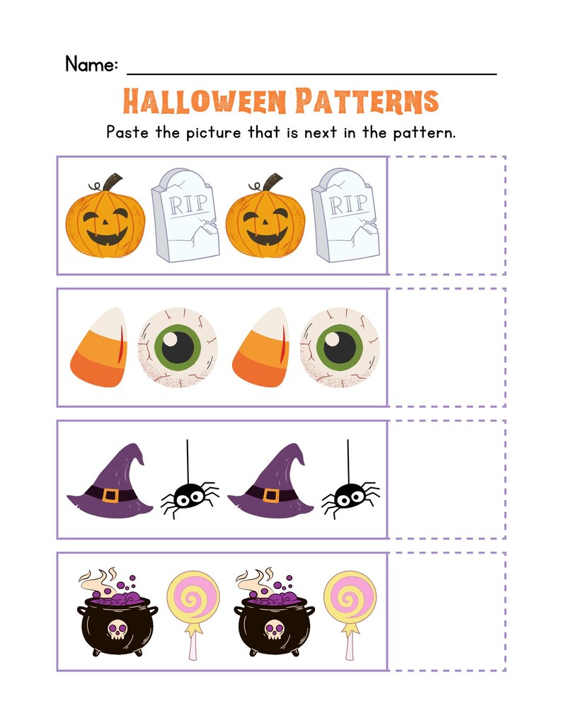 Pattern Worksheets, What Comes Next Game, Halloween Printable Busy Book ...