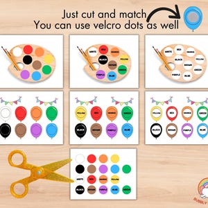 Farbabstimmung Aktivität, Farbe Klassenzimmer Kleinkind Buchseiten, Kindergarten Spiel, druckbare Montessori Lernen, Vorschulaktivität