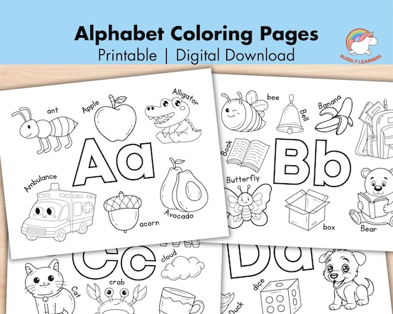 26 Alphabet Coloring Pages, Preschool Coloring Page, Preschool Printable Activity, Baby First Letter Book, Abc Coloring, Letters Worksheet