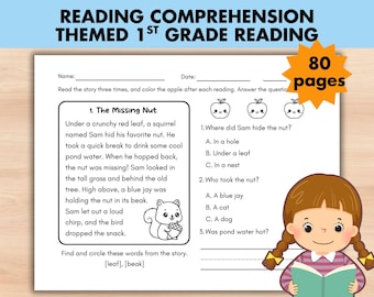 1st Grade Reading Comprehension Worksheet Bundle 80 Page Printable PDF, Stories with Questions Homeschool, Reading Fluency Passages ELA