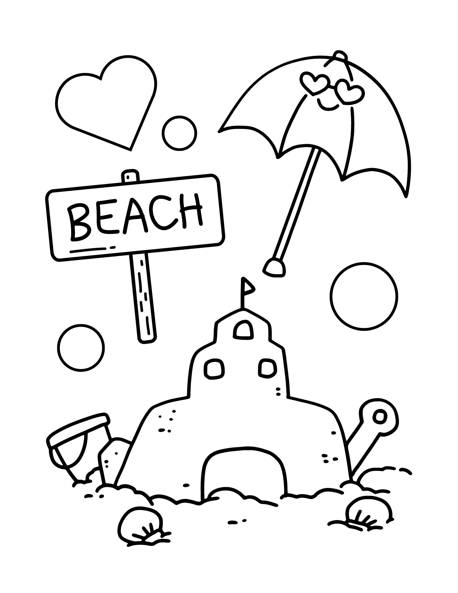 Summer Coloring Jumbo Pages for Kids, Printable Toddlers Kawaii