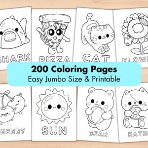 200 Easy Coloring Page for Kid, Jumbo Printable Toddlers Kawaii ...