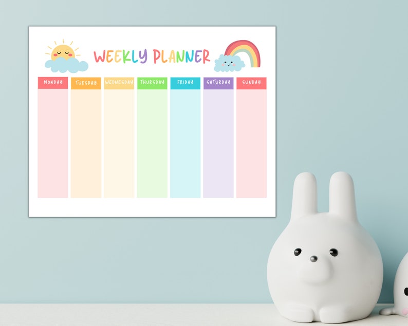 Kids Weekly Calendar Rainbow Printable, Homeschool Toddler Schedule ...