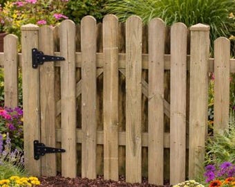 Garden Picket Arch Gate Pedestrian Gate Wooden Pressure Treated 3ft 90cms,