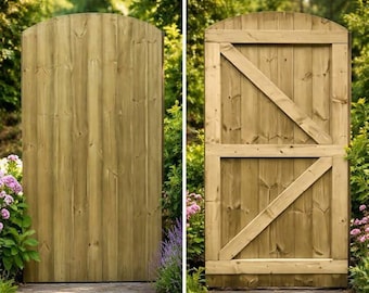 Wooden Featheredge Dome Garden Gate Pedestrian Gate Wooden Pressure Treated 6ft 180cm.