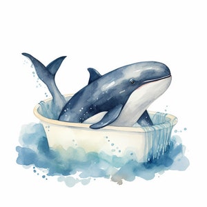 Whale Tail Print, Watercolor Blue whale print giclee ocean nautical art wall hanging decor painting nursery kids illustration sea creature