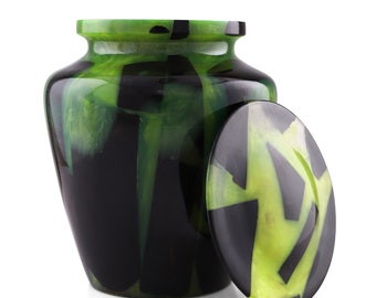 Handmade Wooden and Green Resin Mix Cremation Urn for Human Handmade Wooden and Green Resin Mix Cremation Urn for Human