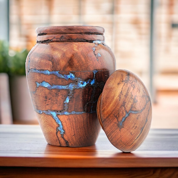 人間の遺骨大人用木製火葬骨壺、手作りの写真葬儀記念灰壺、ブラック