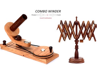 Wooden Yarn Winder and Swift - Heavy Duty Wooden Yarn Winder - Table Top Yarn Swift - Beechwood and Rosewood Yarn Winder - Christmas Gift