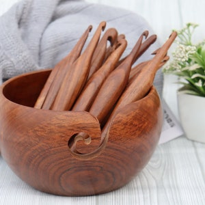Rosewood Set of 12 Crochet Hooks 3.5 Mm to 12 Mm Hand Turned Ergonomic  Crochet Hooks for Knitting Crocheting Accessories With Engraved Sizes 