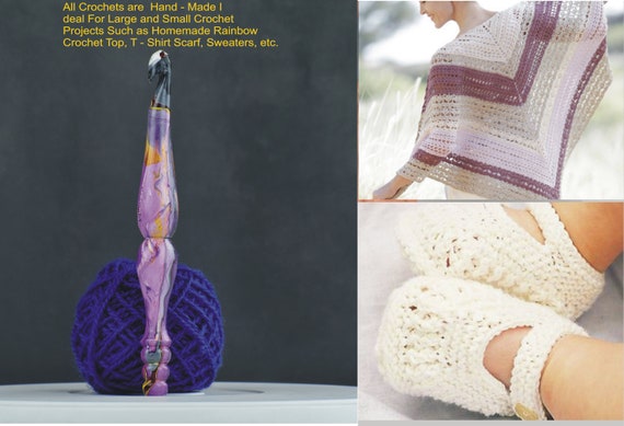 Handmade Epoxy and Rosewood Mix Crochet Hooks Soft Handle Knitting