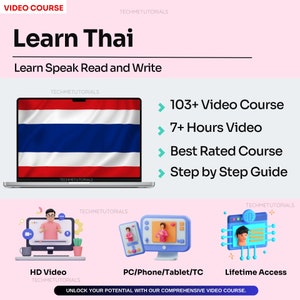 THAI LETTER TRACING Book, Learn to Write Thai Consonants, 44 Thai  Consonants/alphabets Letter Tracing Book With Words & Picture 