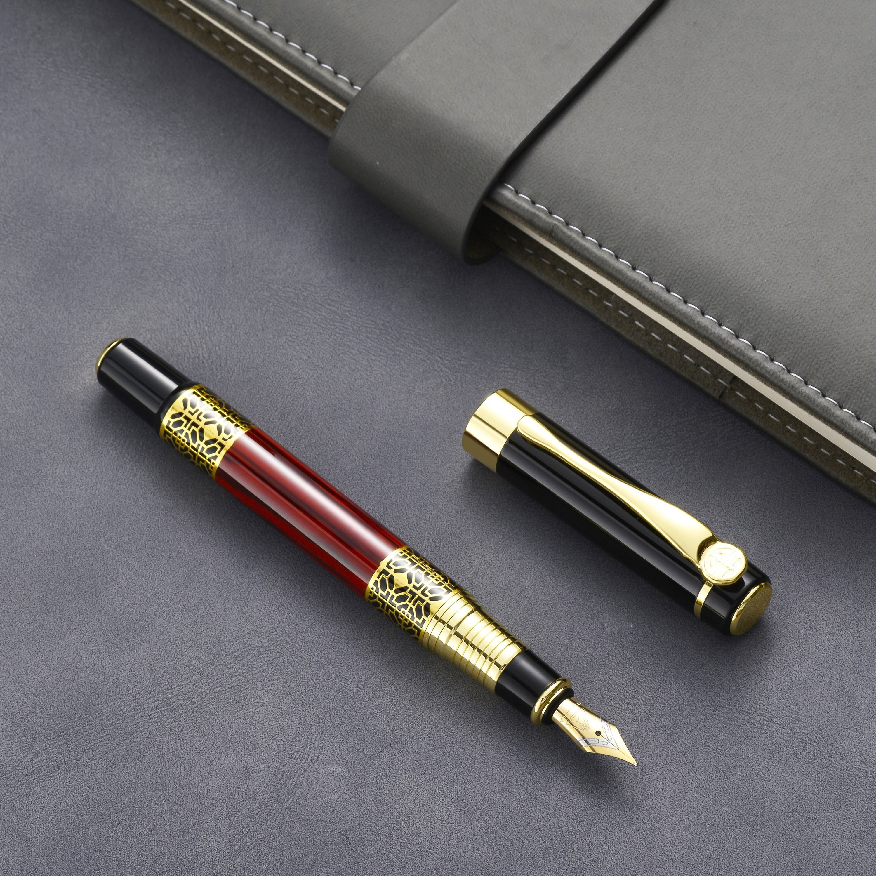 Vandro Luxury Fountain Pen Set Vintage Red Pen With Smooth Etsy
