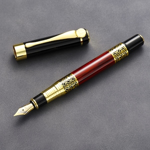 Vandro Luxury Fountain Pen Set - Vintage Red Pen With Smooth Fine Nib - Includes Gift Box, Ink Bottle, Ink Converter & 10 Ink Cartridges